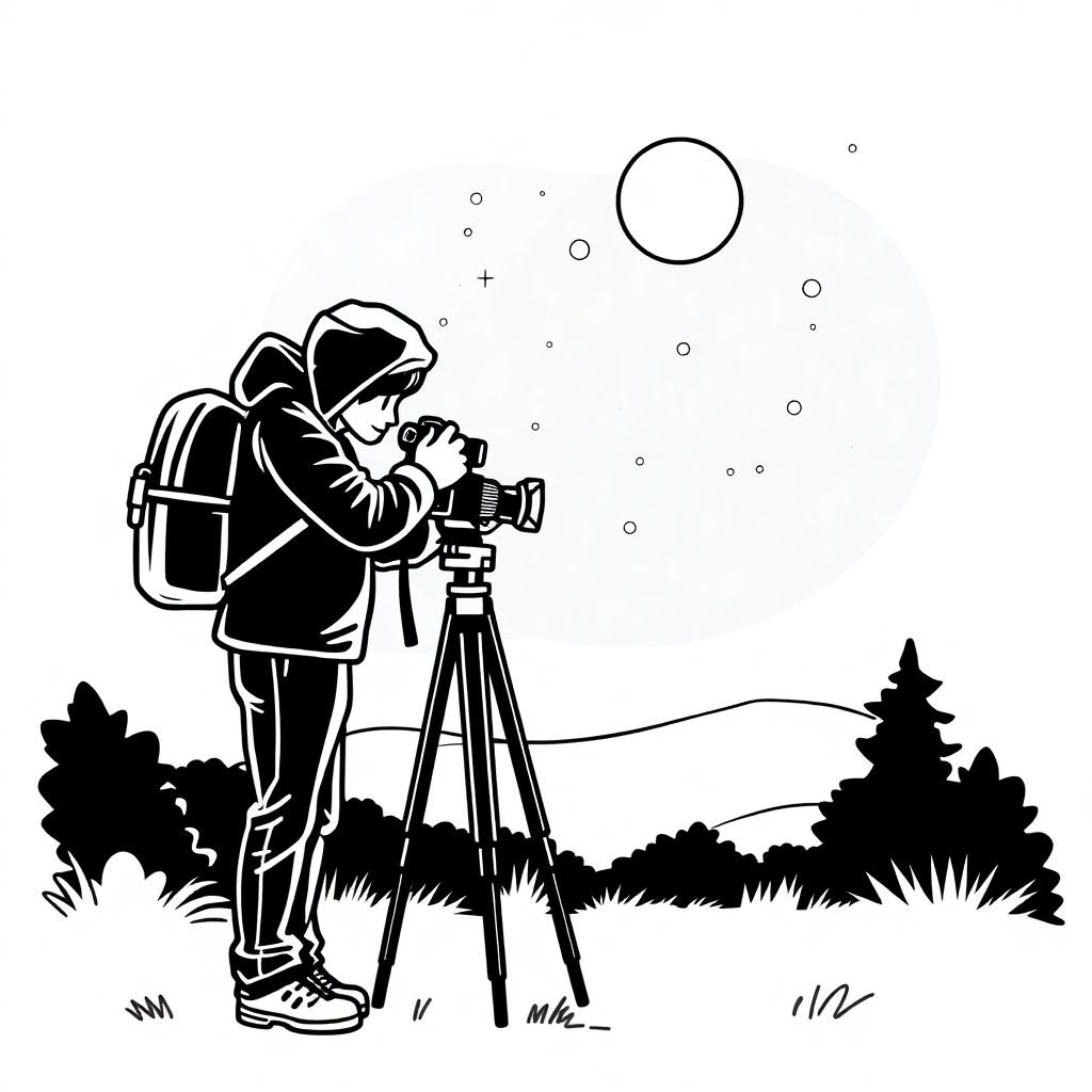 Photographer At Night Coloring Page