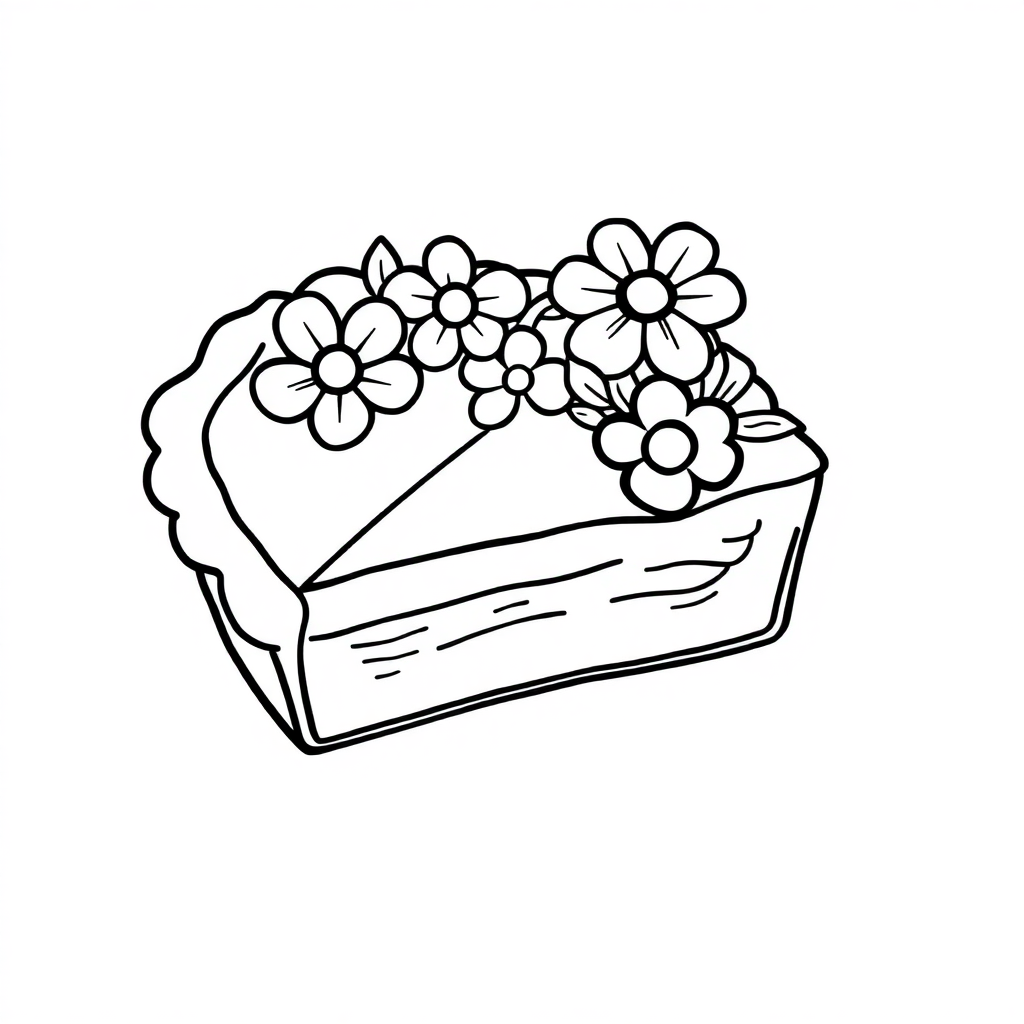Pie Slice With Flowers Coloring Page