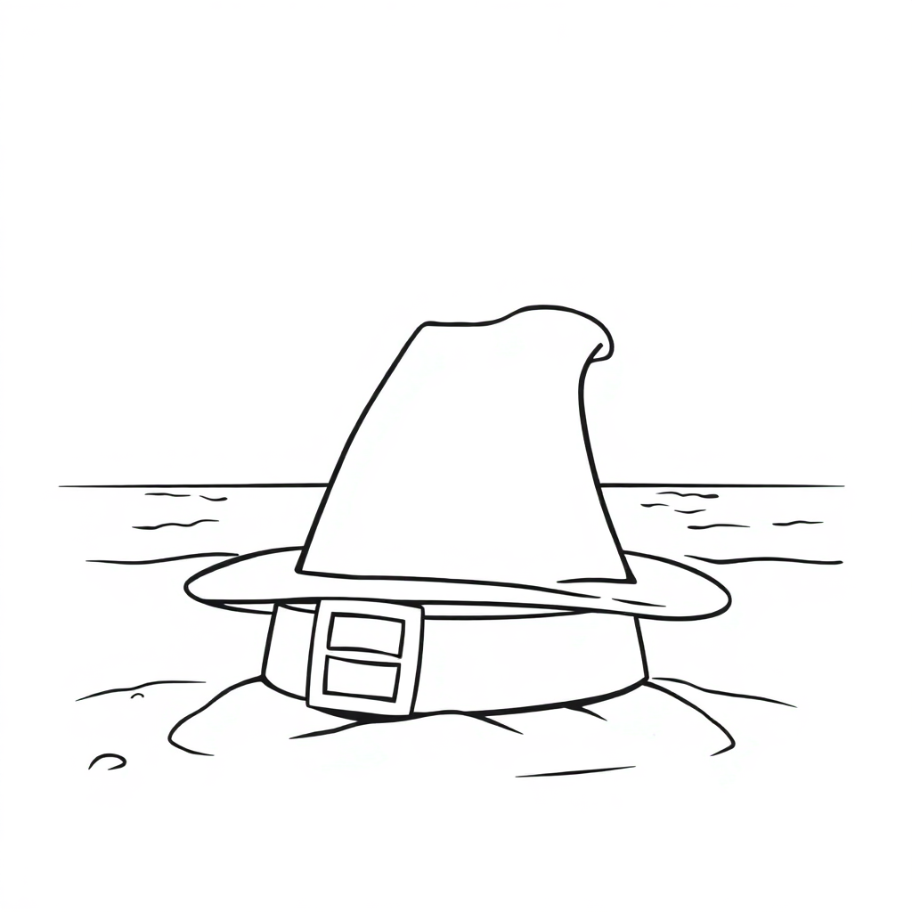 Pilgrim Hat On Beach Coloring Page