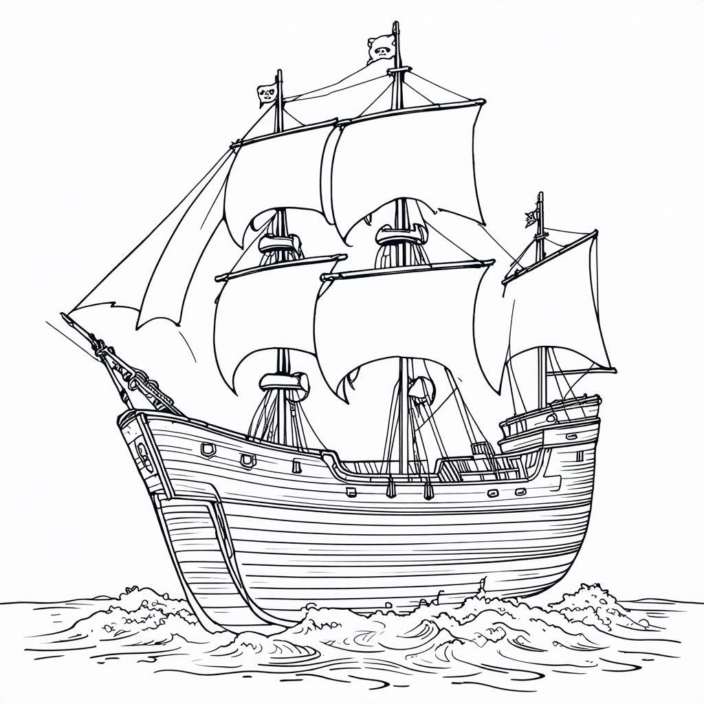 Pirate Ship Coloring Page