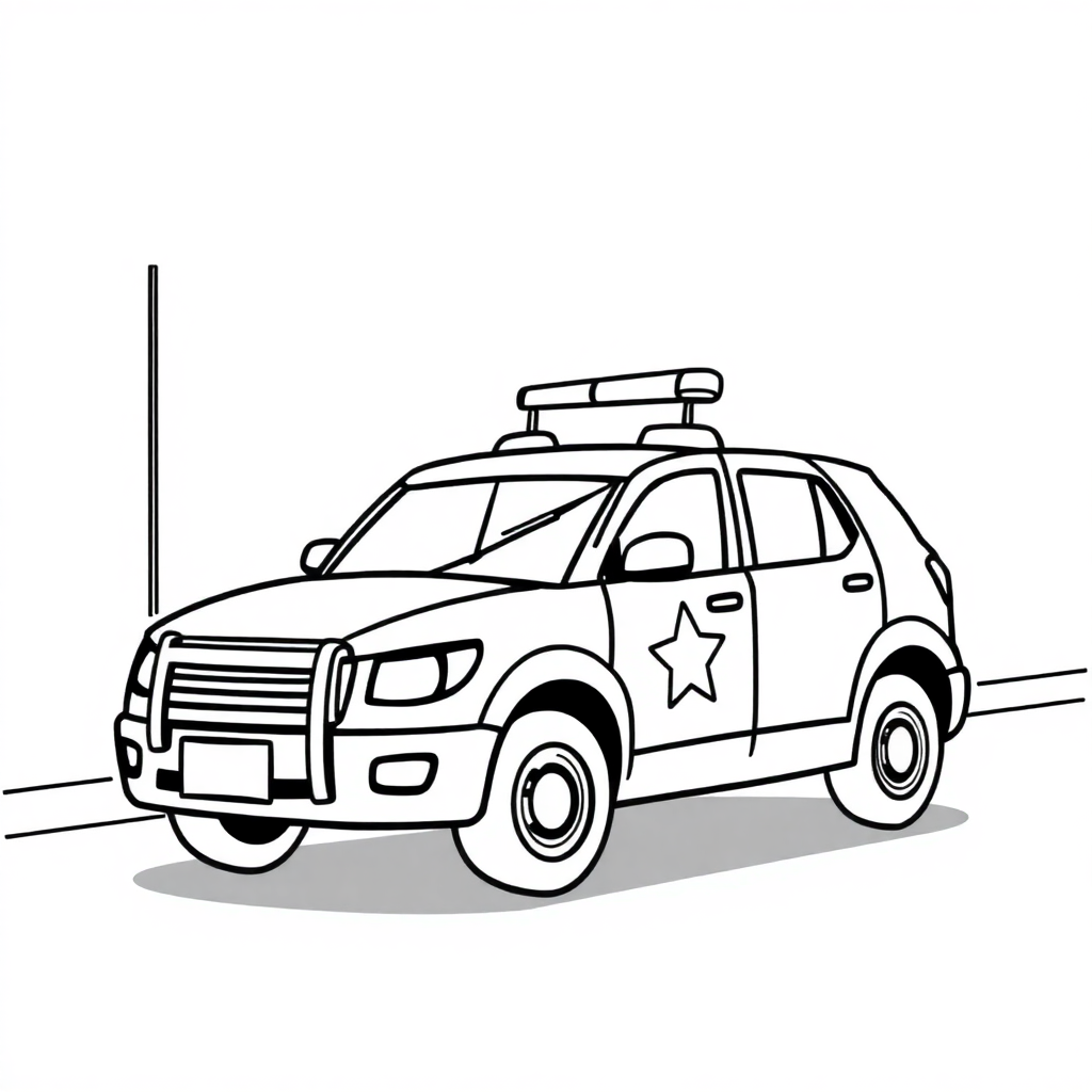 Police Car At Night Coloring Page