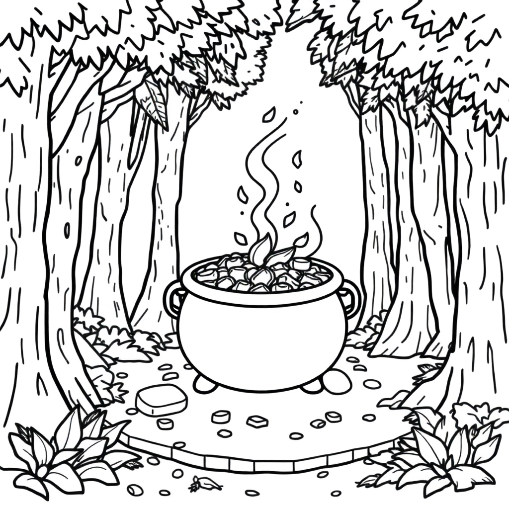 Pot Of Gold In Forest Coloring Page