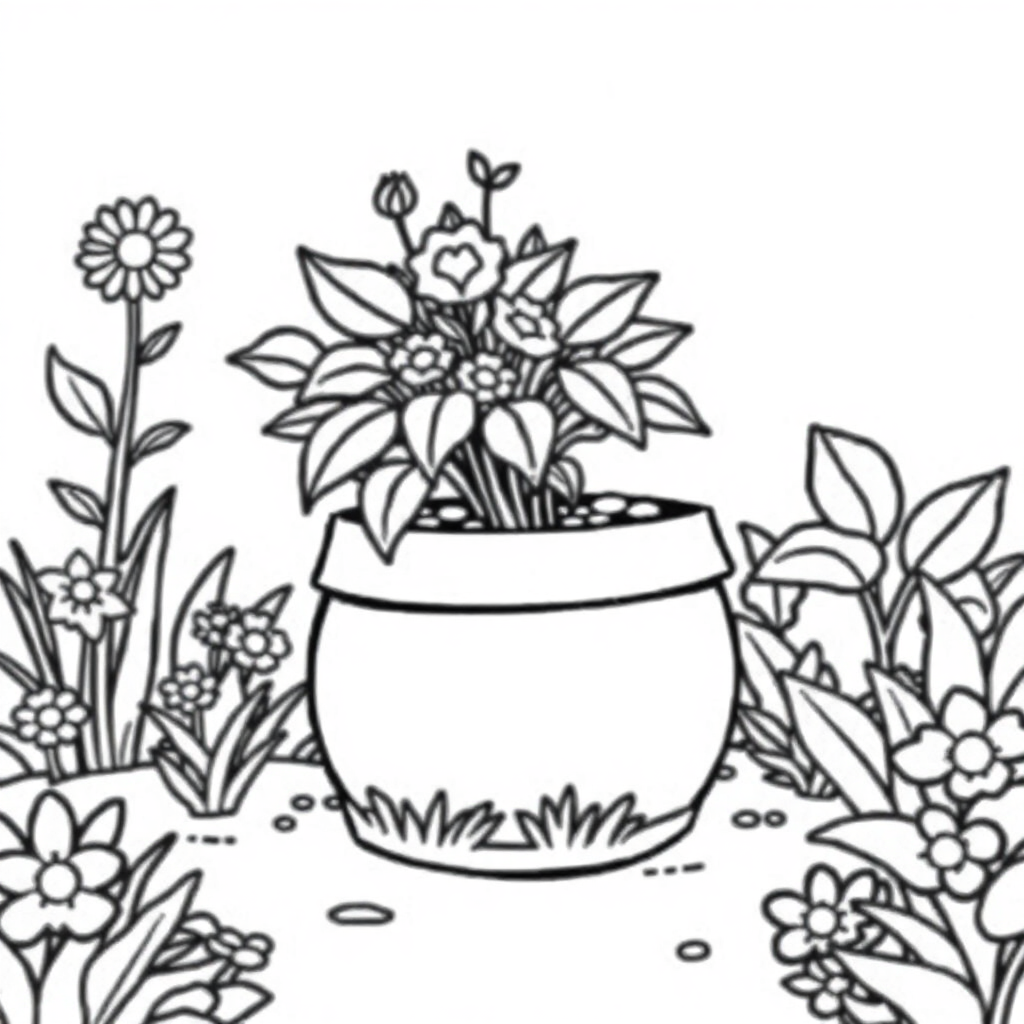 Pot Of Gold In Garden Coloring Page