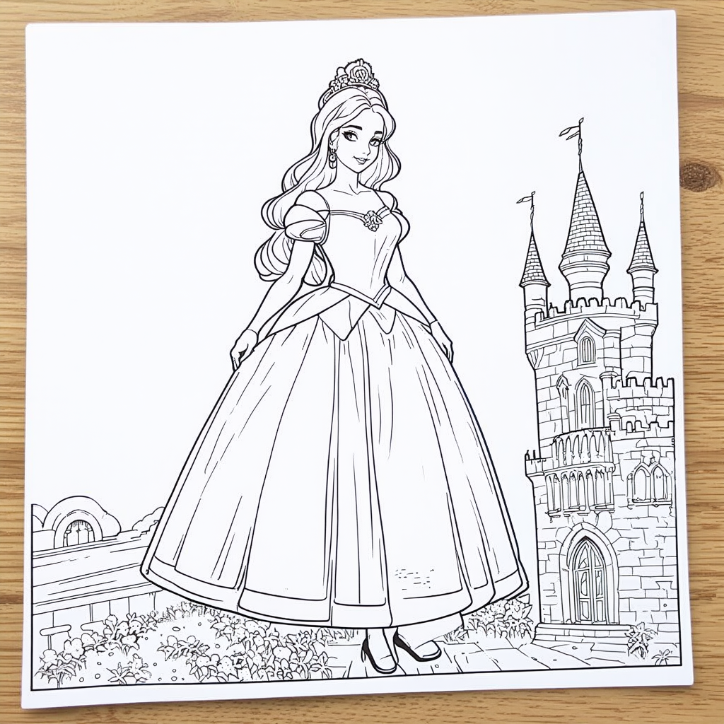 Princess In Tower Coloring Page