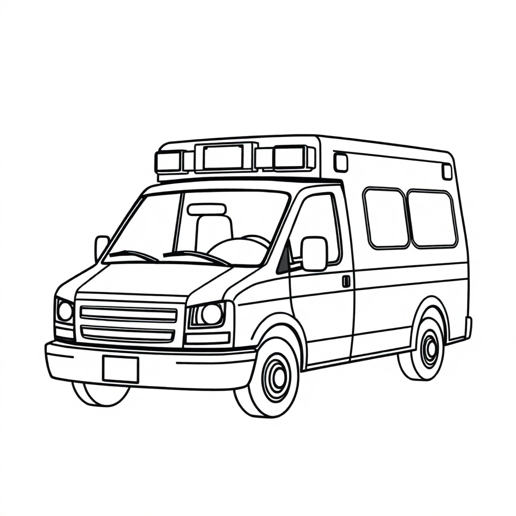 Realistic Ambulance Coloring Page