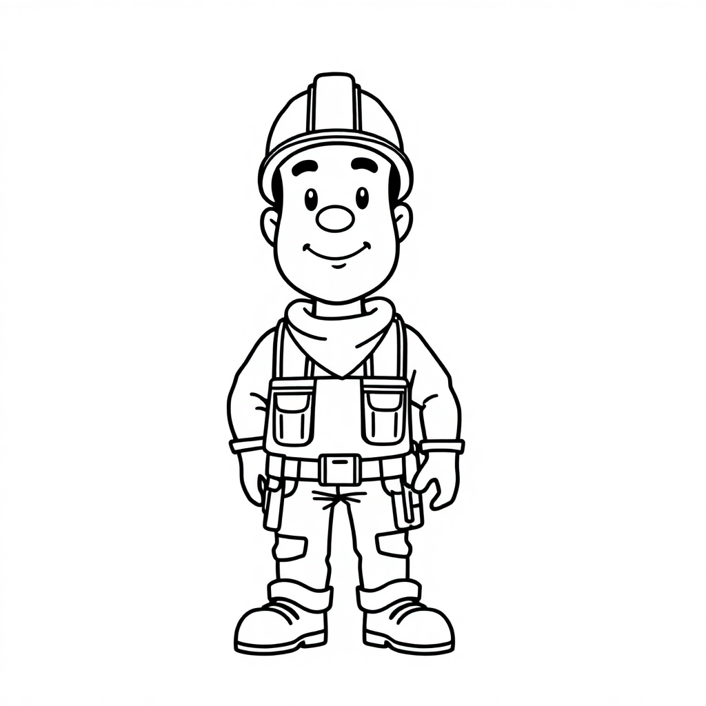 Realistic Construction Worker Coloring Page