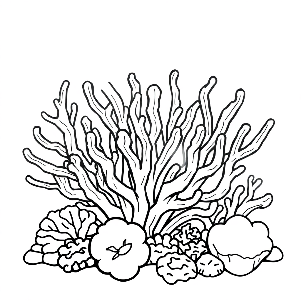 Realistic Coral Reef Coloring Page