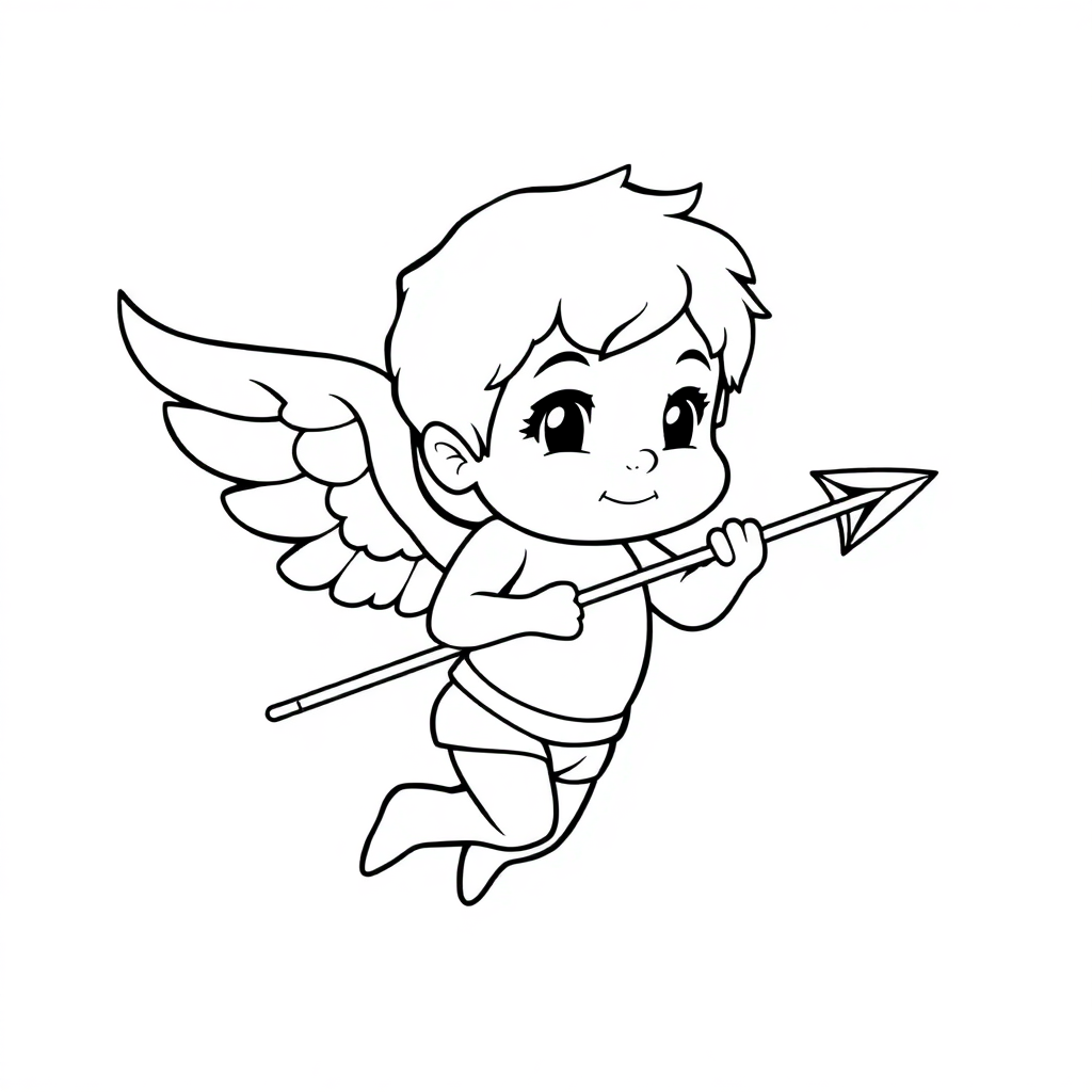 Realistic Cupid With Arrow Coloring Page
