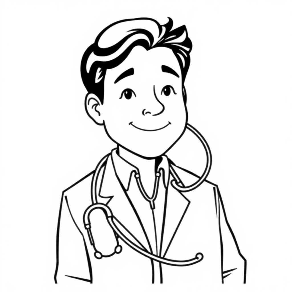 Realistic Doctor With Stethoscope Coloring Page