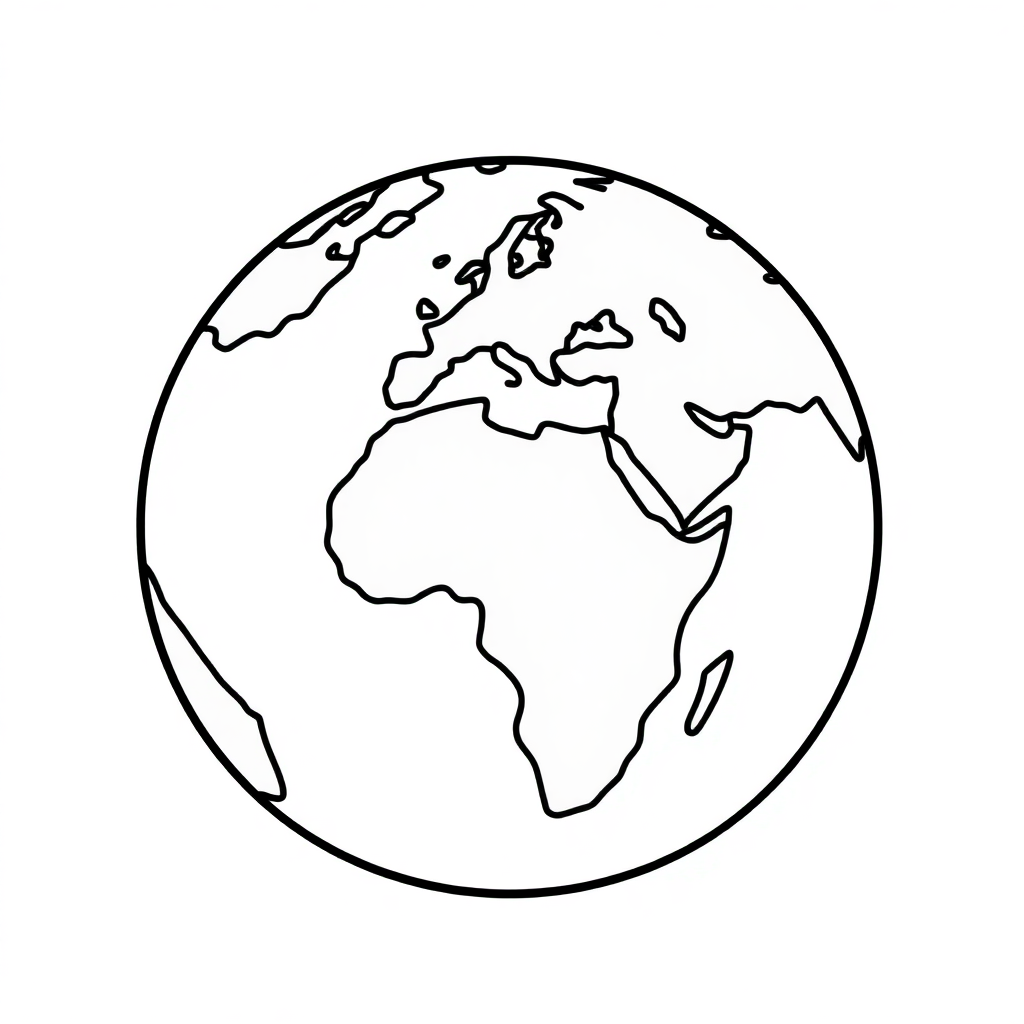 Realistic Earth From Space Coloring Page