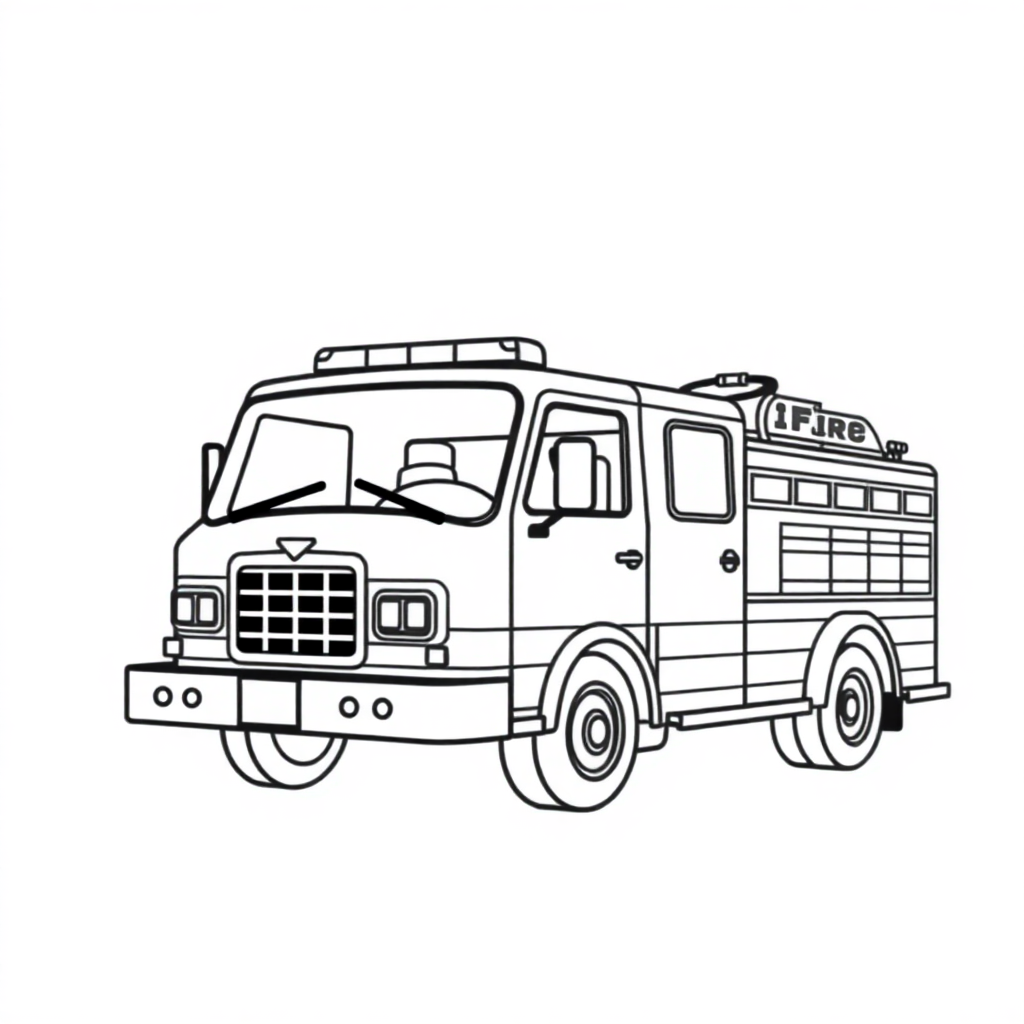 Realistic Fire Truck Coloring Page