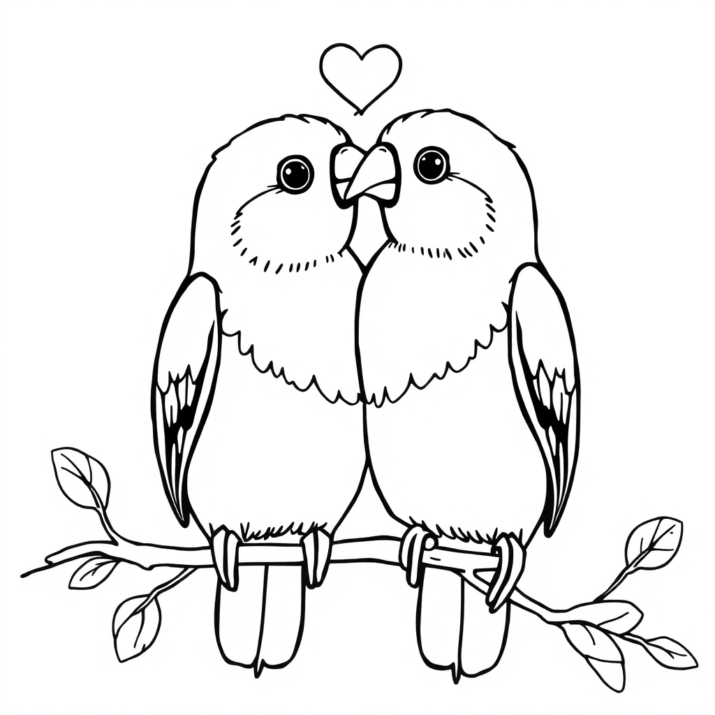 Realistic Love Birds Coloring Page