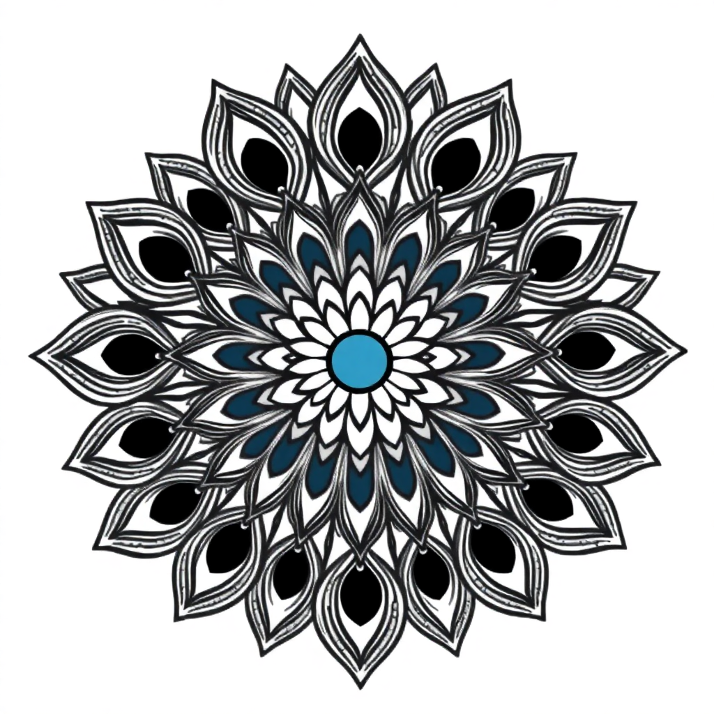 Realistic Peacock Feather Mandala Coloring Page