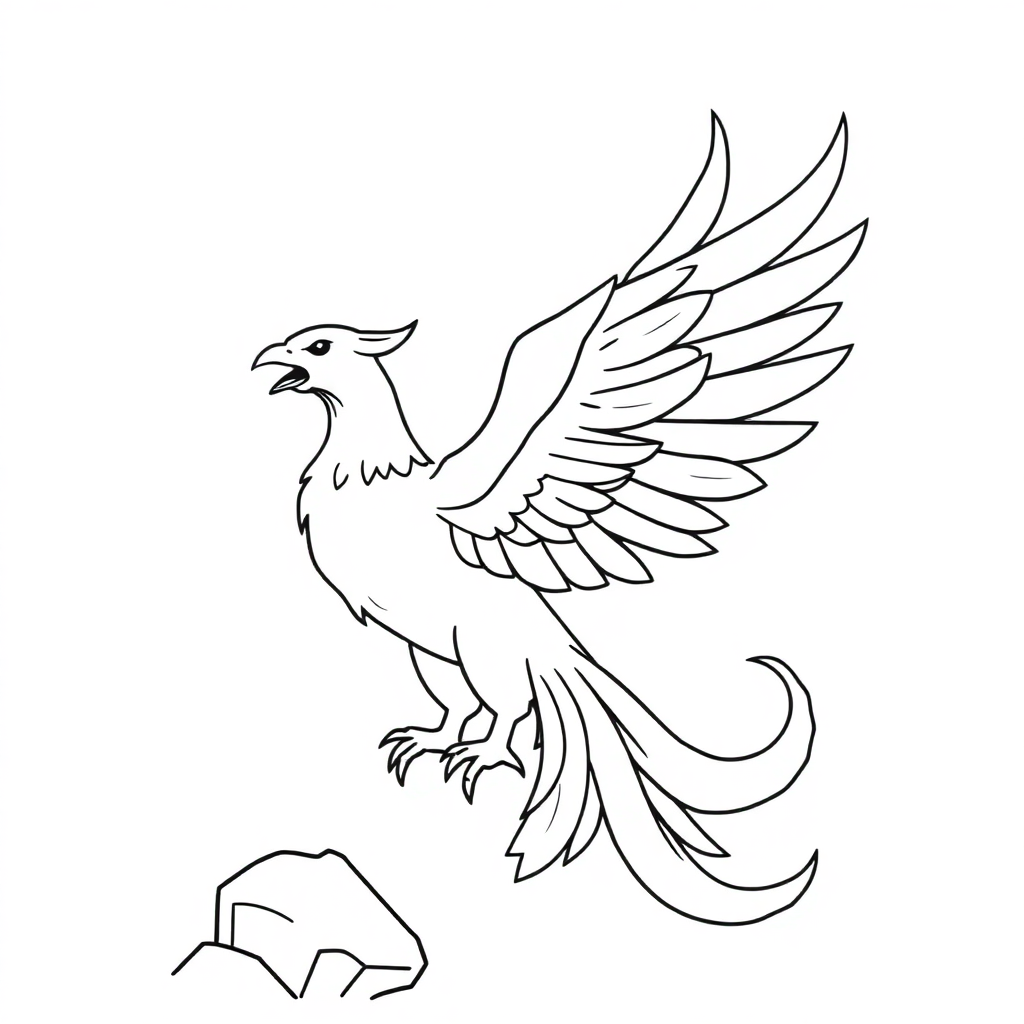 Realistic Phoenix Rising Coloring Page