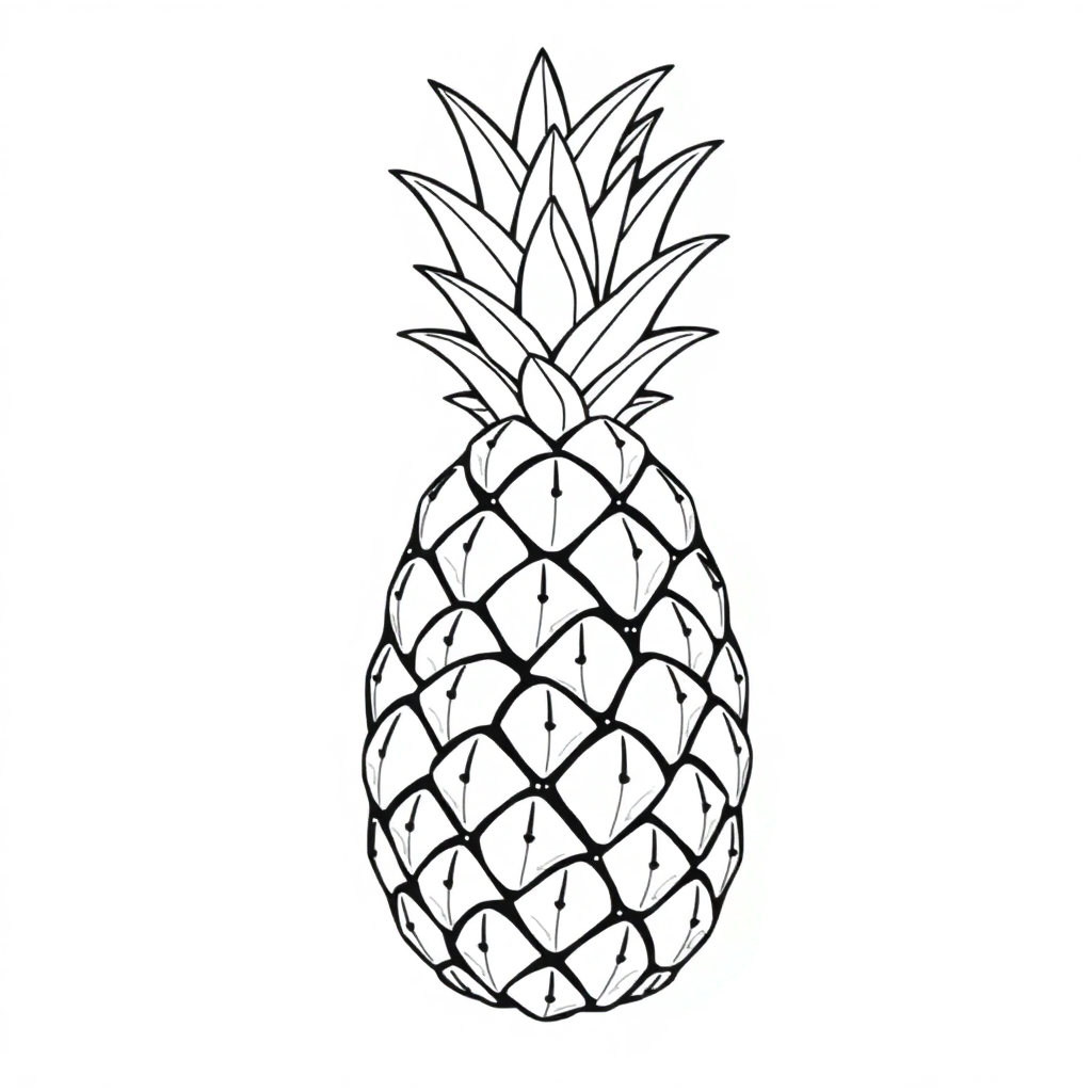Realistic Pineapple Coloring Page