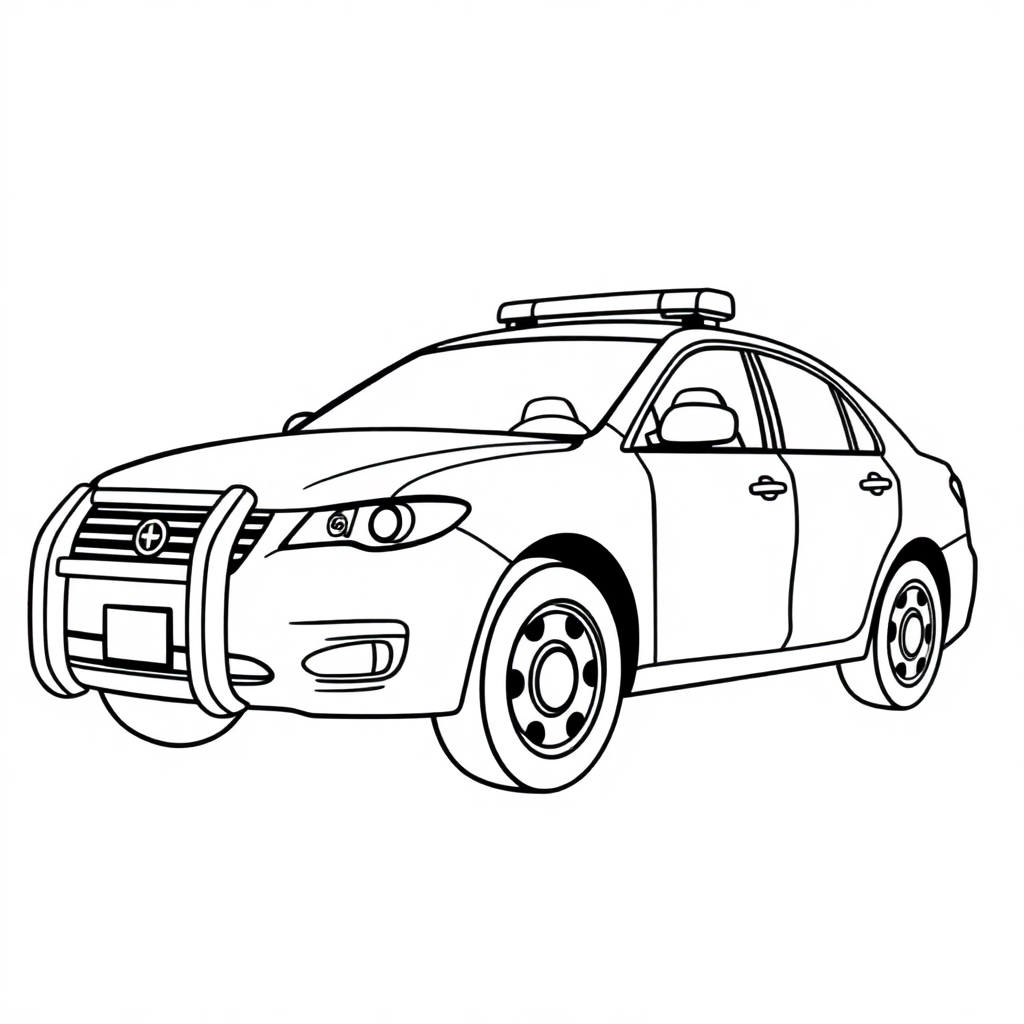 Realistic Police Car Coloring Page