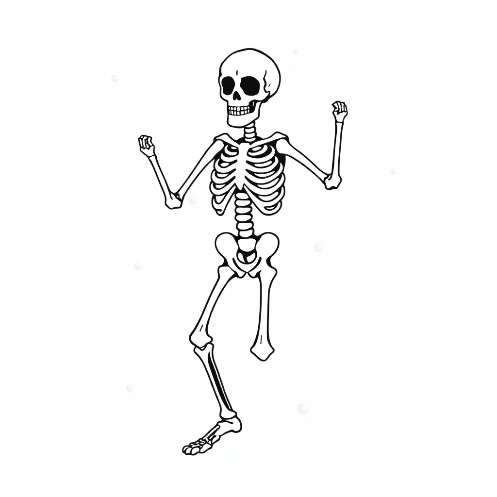 Realistic Skeleton Dancing Coloring Page