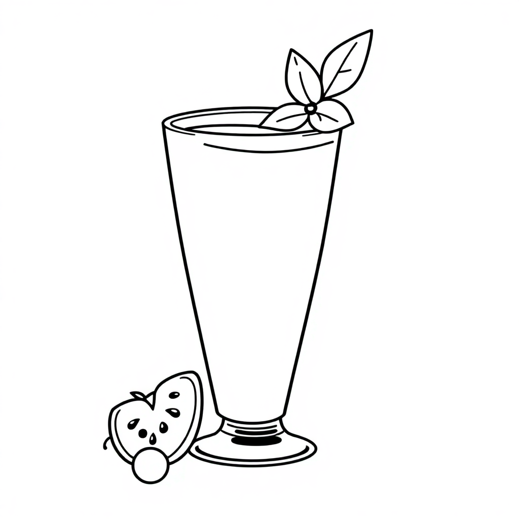 Printable Realistic Smoothie Glass Coloring Page