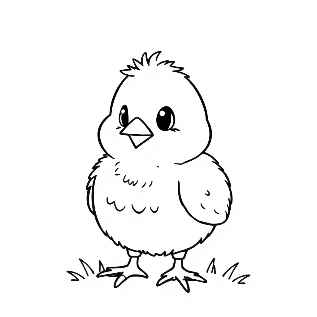 Realistic Spring Chick Coloring Page