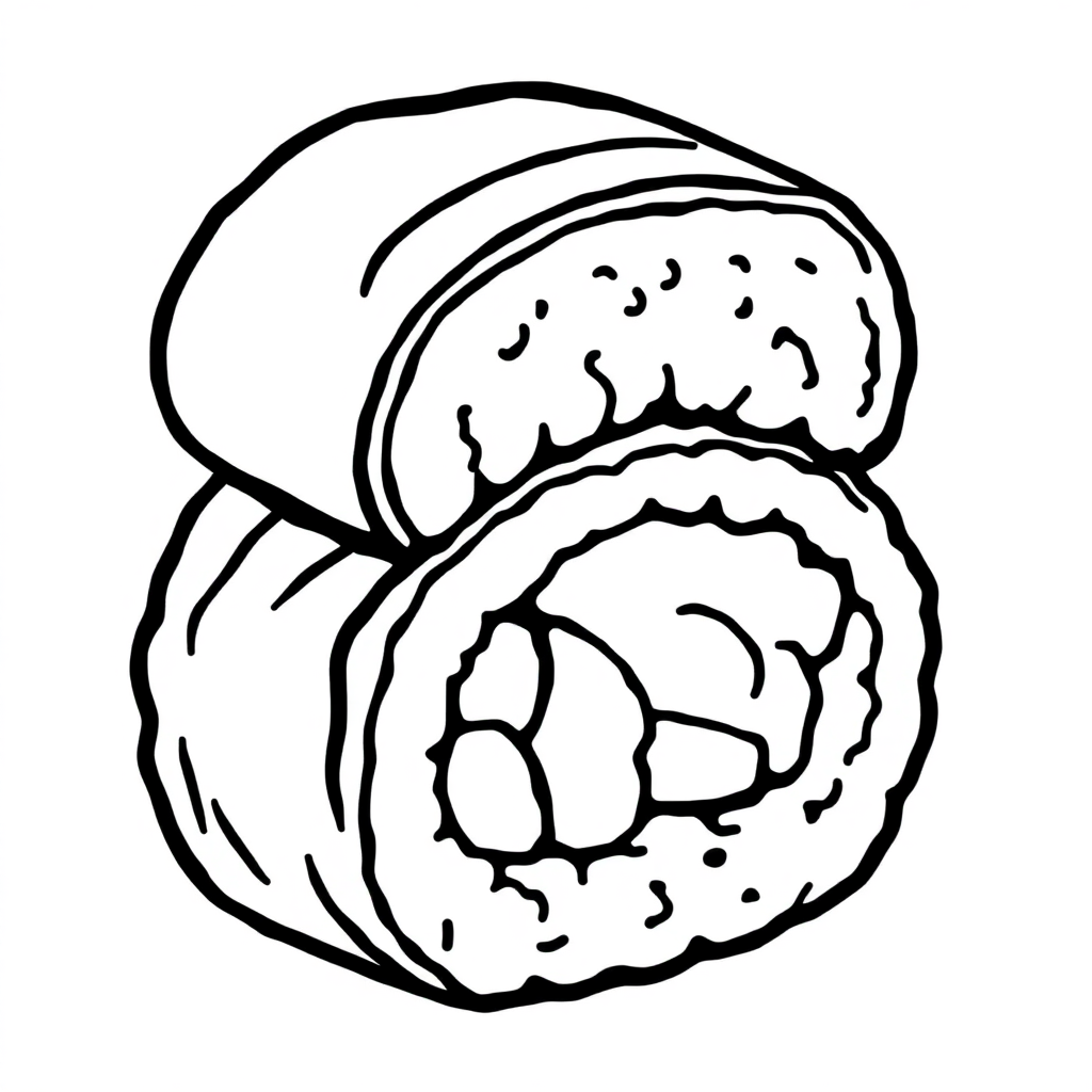 Realistic Sushi Roll Coloring Page