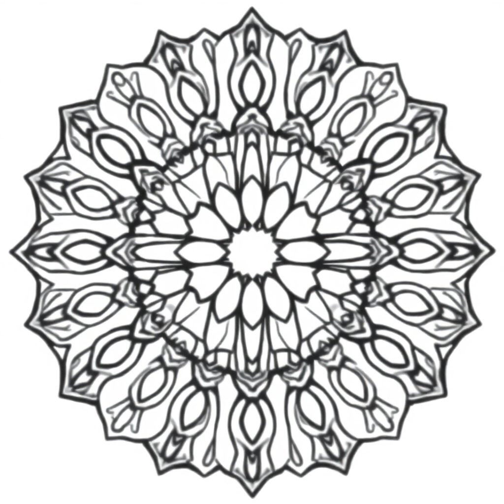 Realistic Symmetrical Mandala Pattern Coloring Page