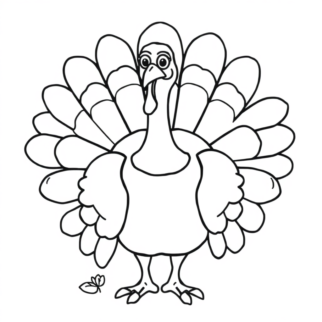 Detailed Realistic Thanksgiving Turkey Coloring Page