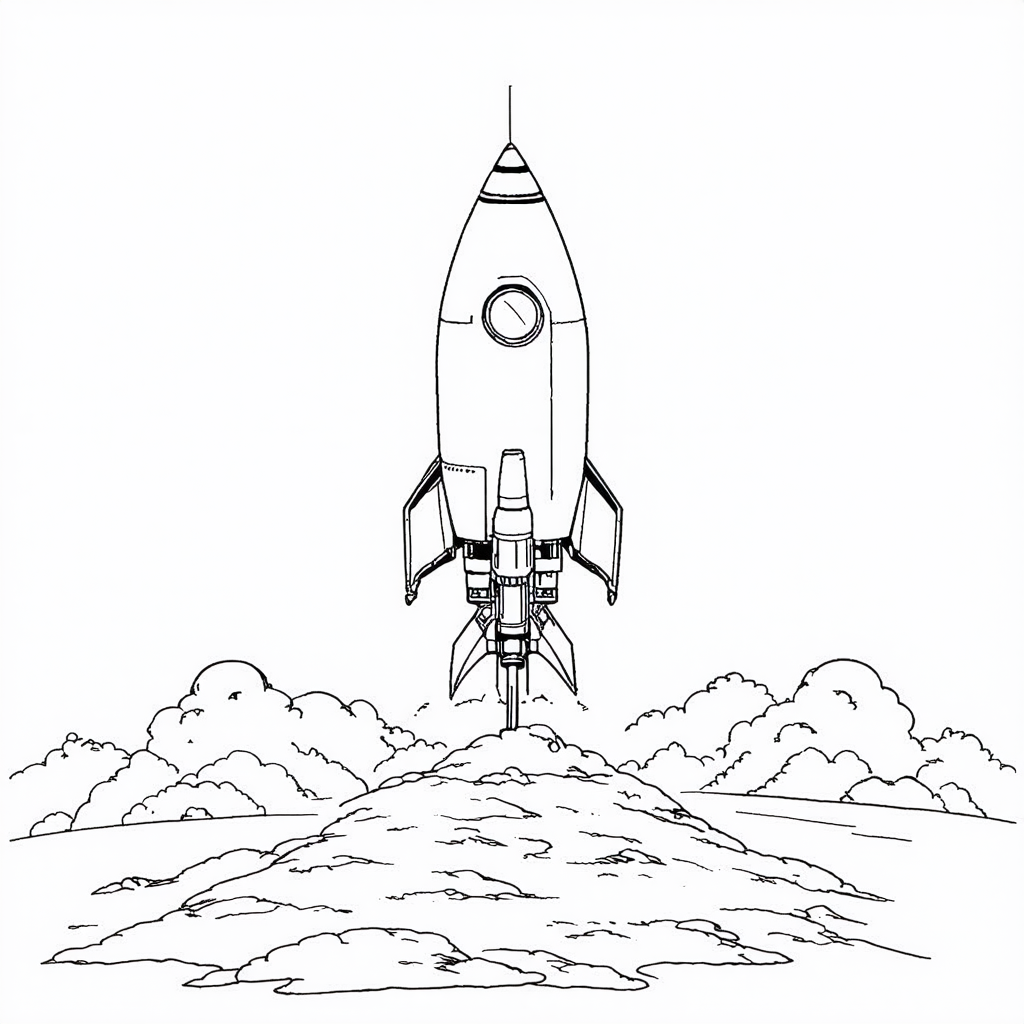 Rocket Launching Coloring Page