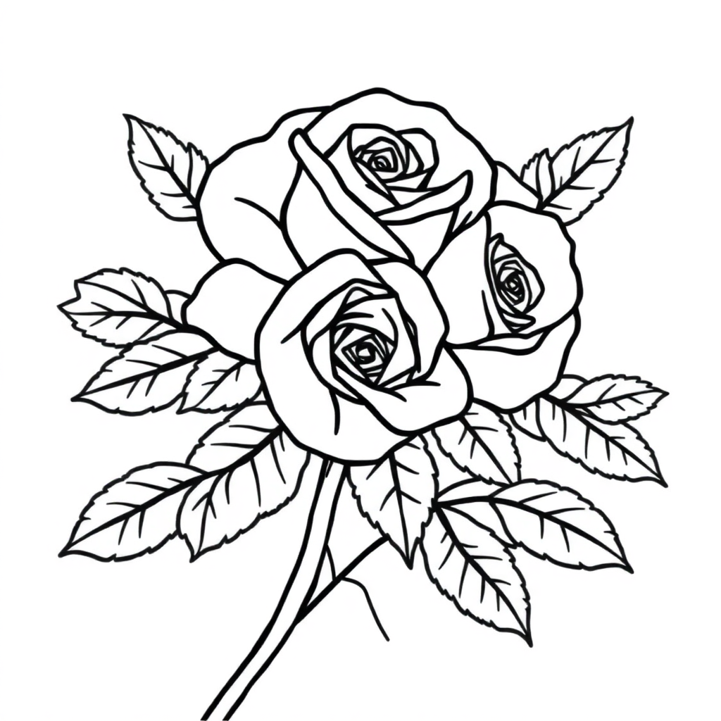 Rose Bouquet In Winter Coloring Page