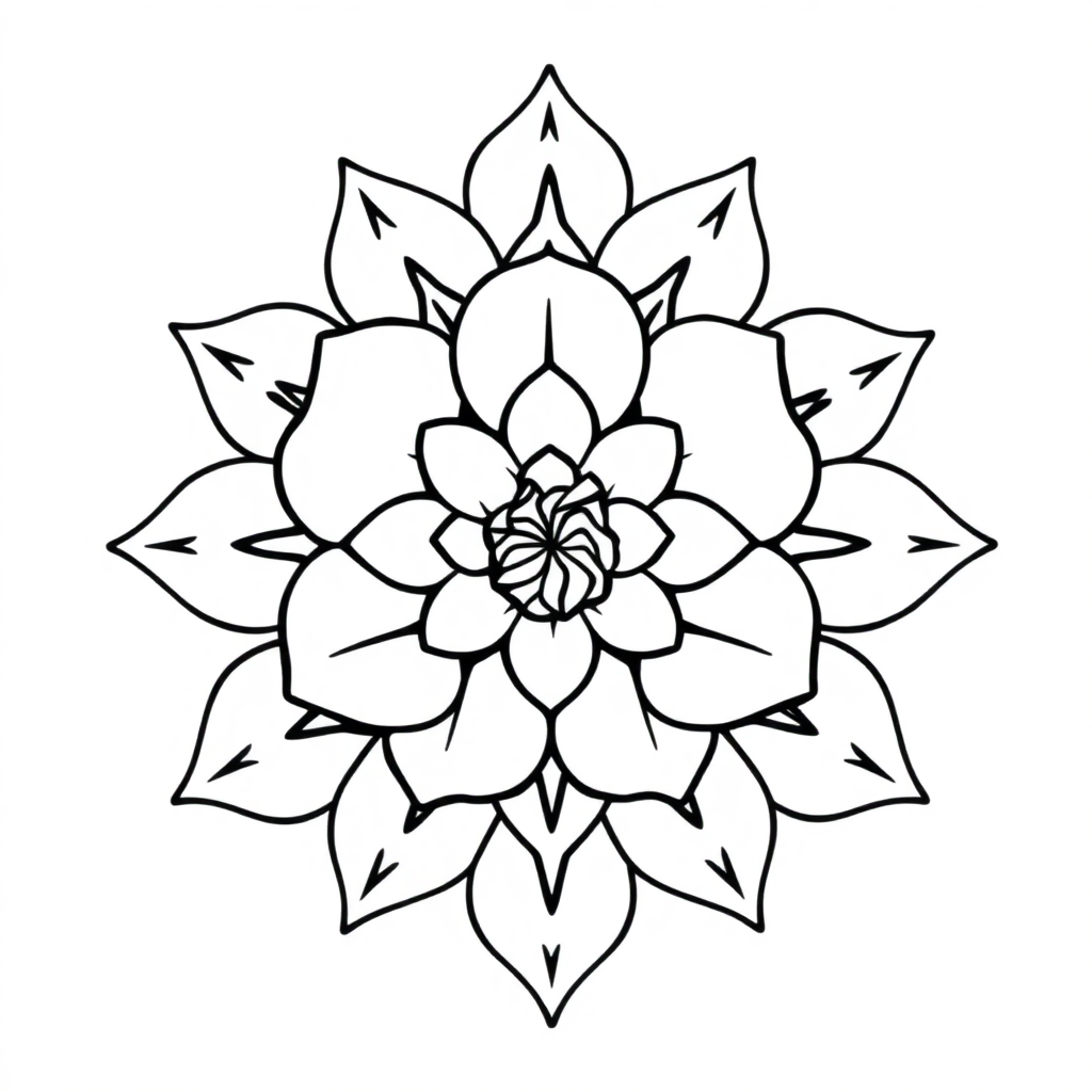 Rose Mandala Pattern Coloring Page