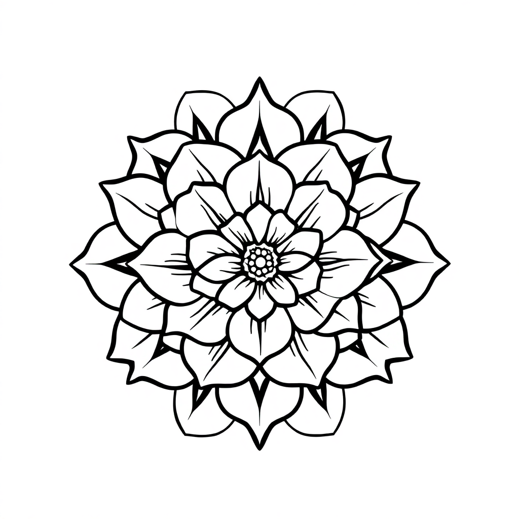 Rose Mandala Pattern In Space Coloring Page