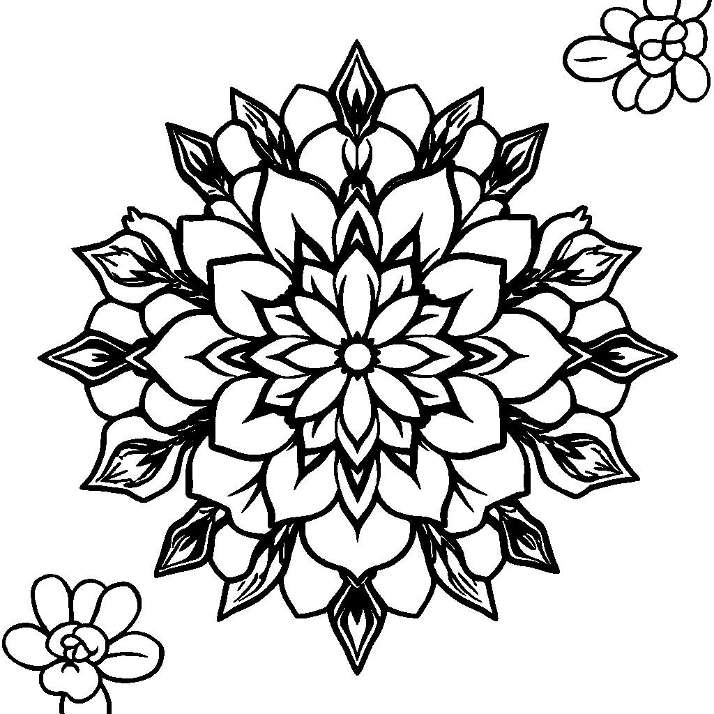 Rose Mandala Pattern Underwater Coloring Page