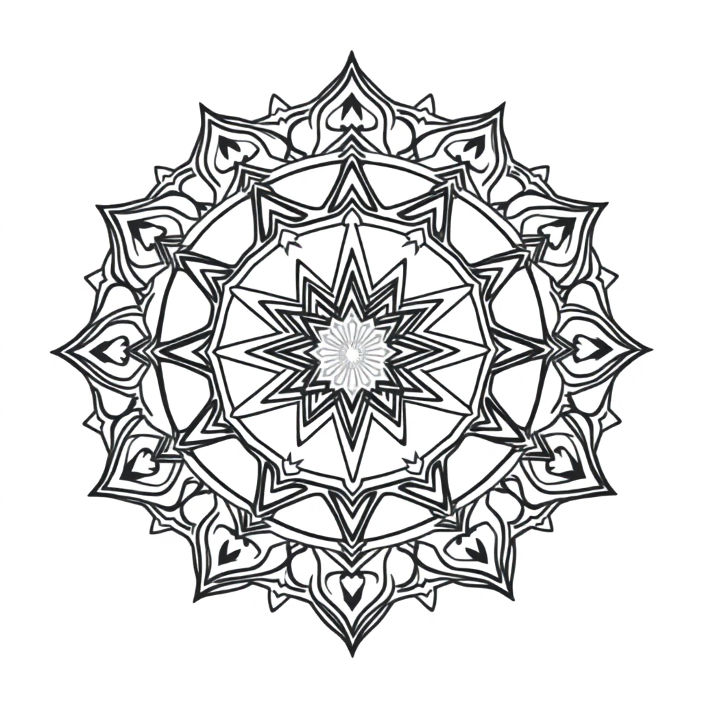 Sacred Geometry Mandala At Sunset Coloring Page
