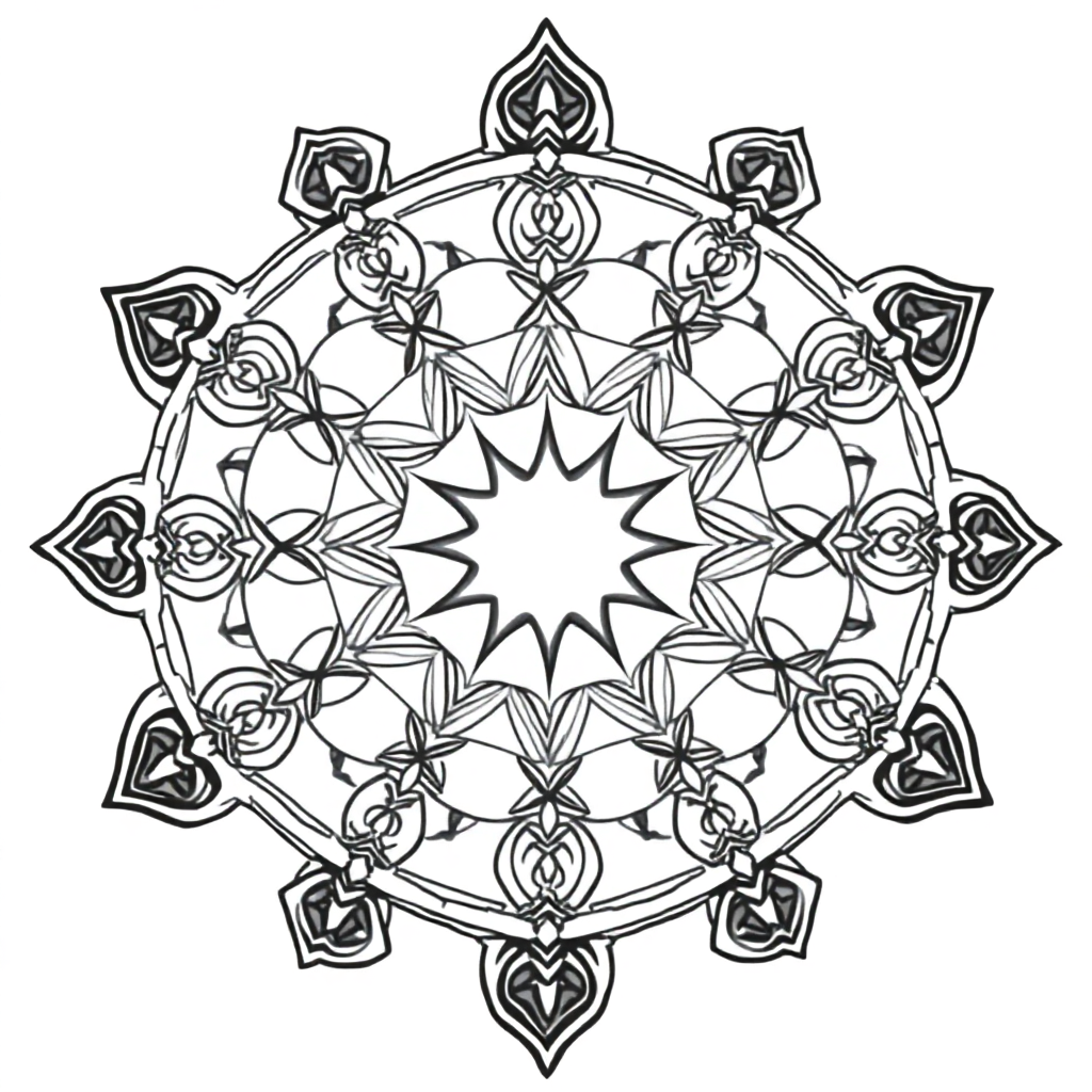 Sacred Geometry Mandala On Beach Coloring Page