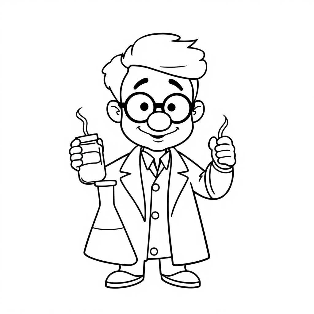 Scientist With Beaker Coloring Page