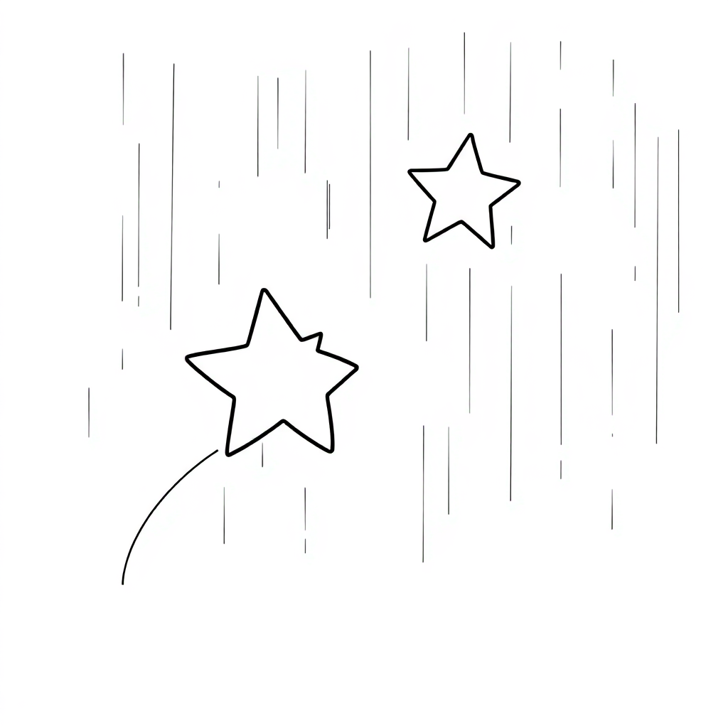 Shooting Star In Rain Coloring Page
