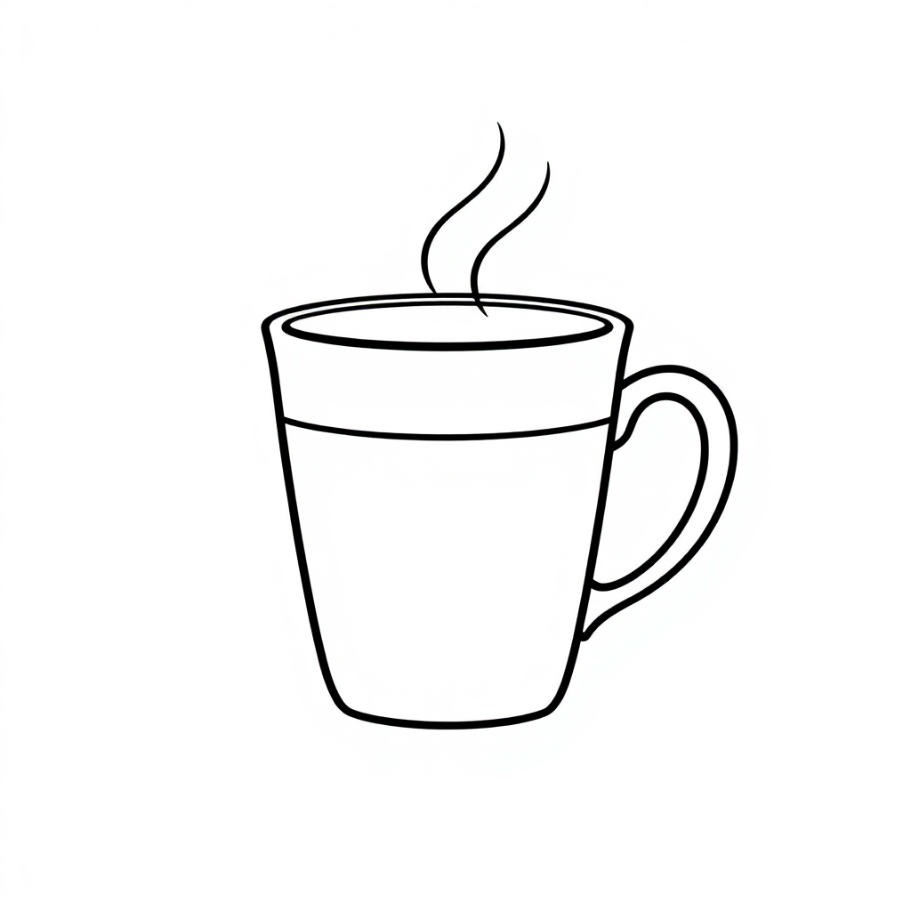 Simple Coffee Cup Coloring Page