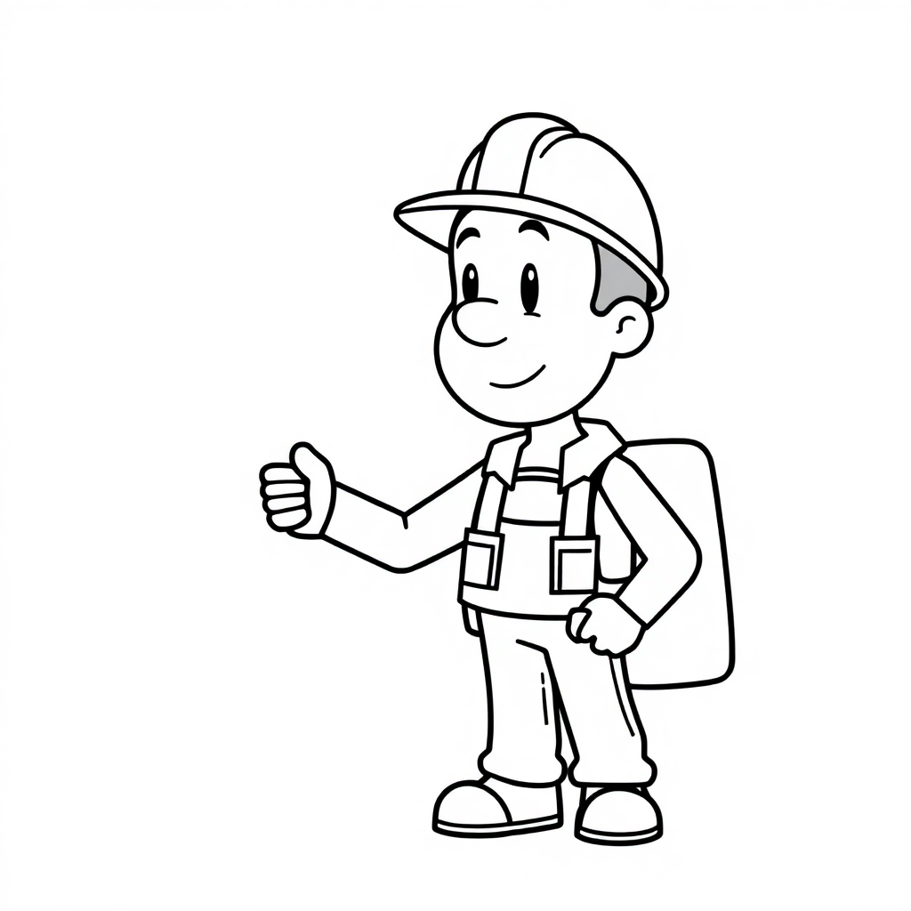 Simple Construction Worker Coloring Page