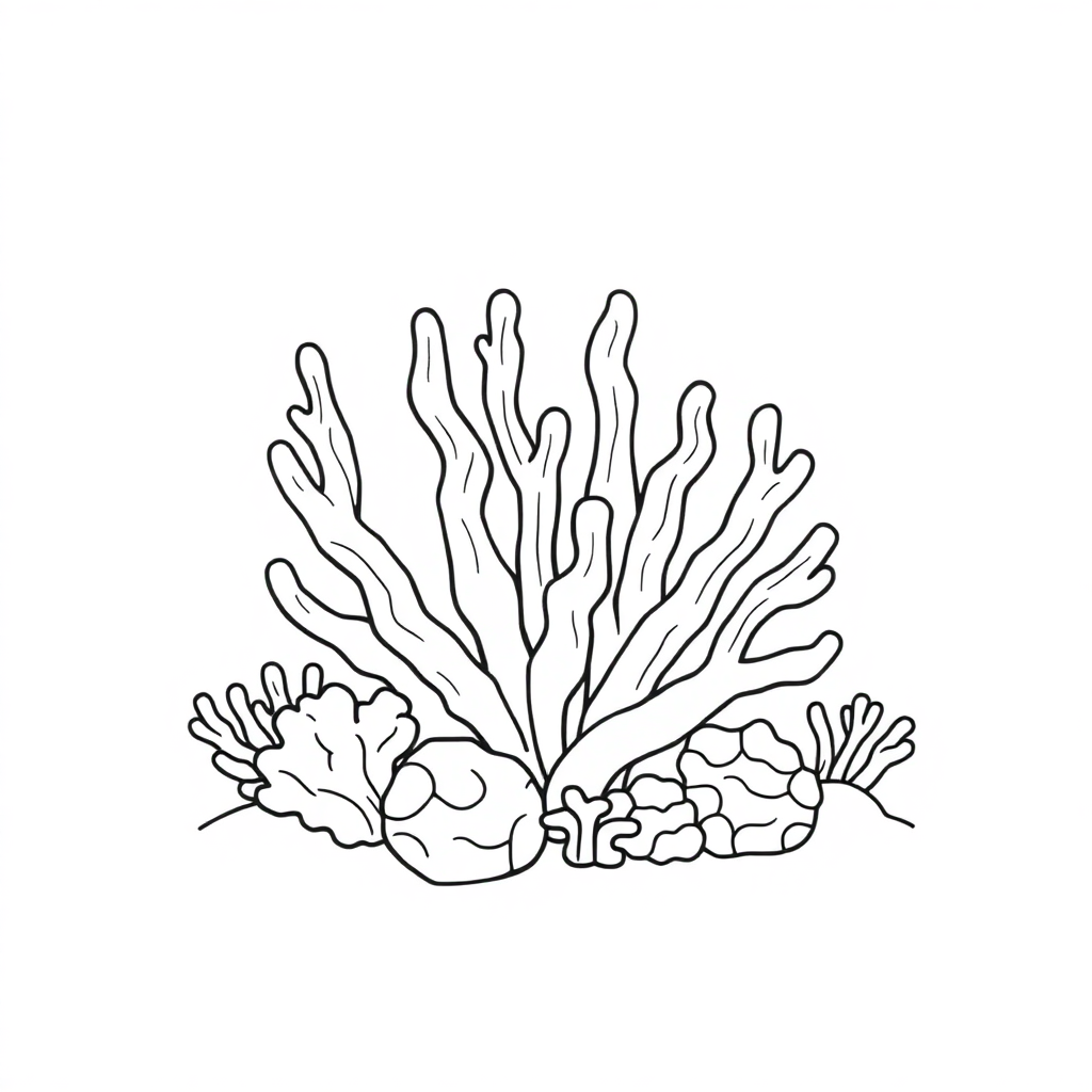 Simple Coral Reef Coloring Page