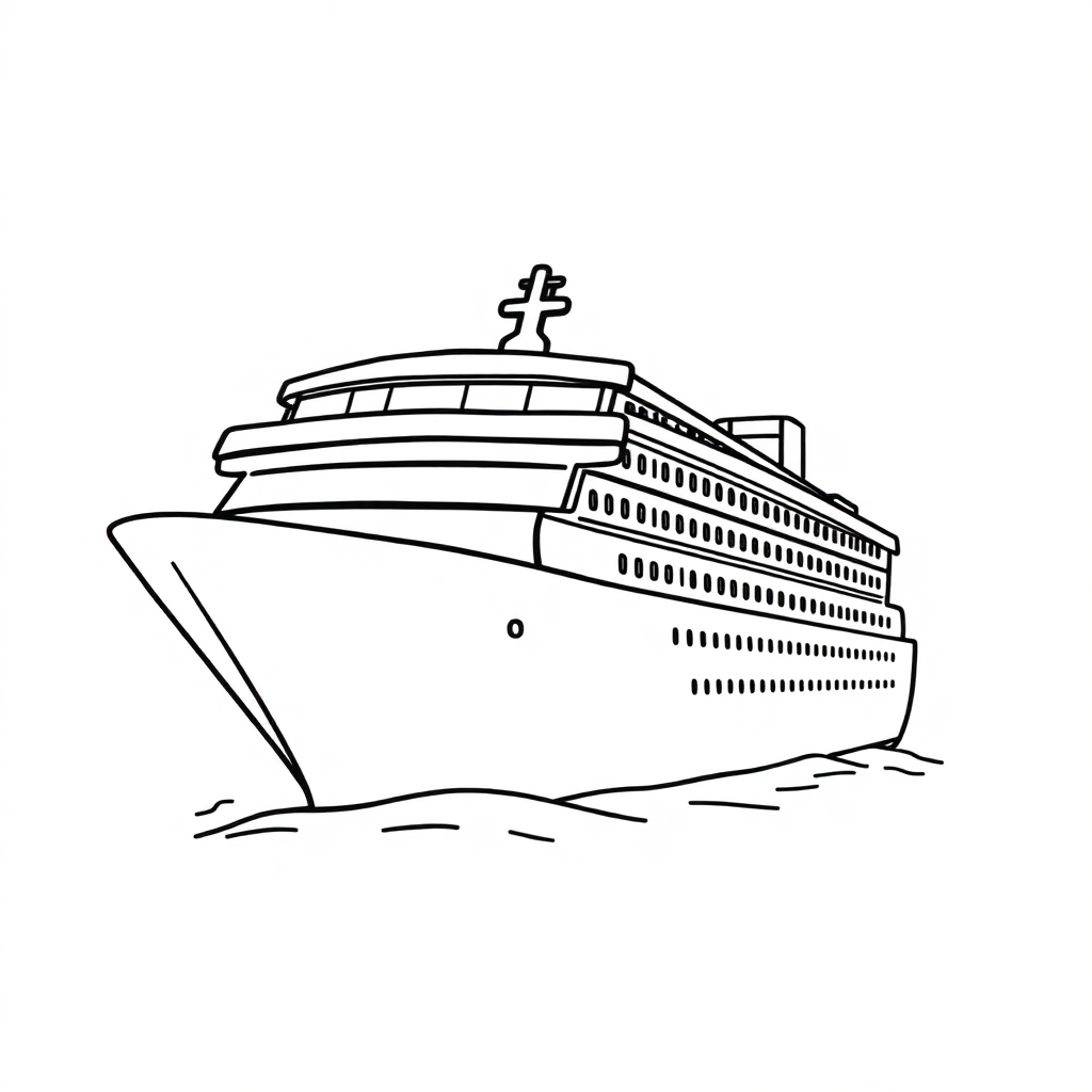 Simple Cruise Ship Coloring Page