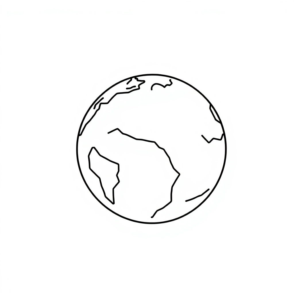 Simple Earth From Space Coloring Page