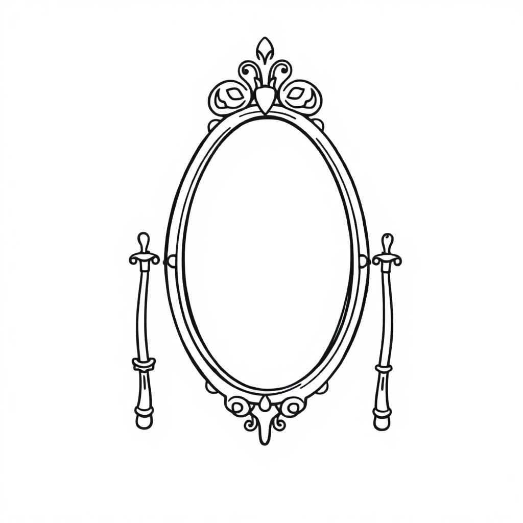 Simple Enchanted Mirror Coloring Page