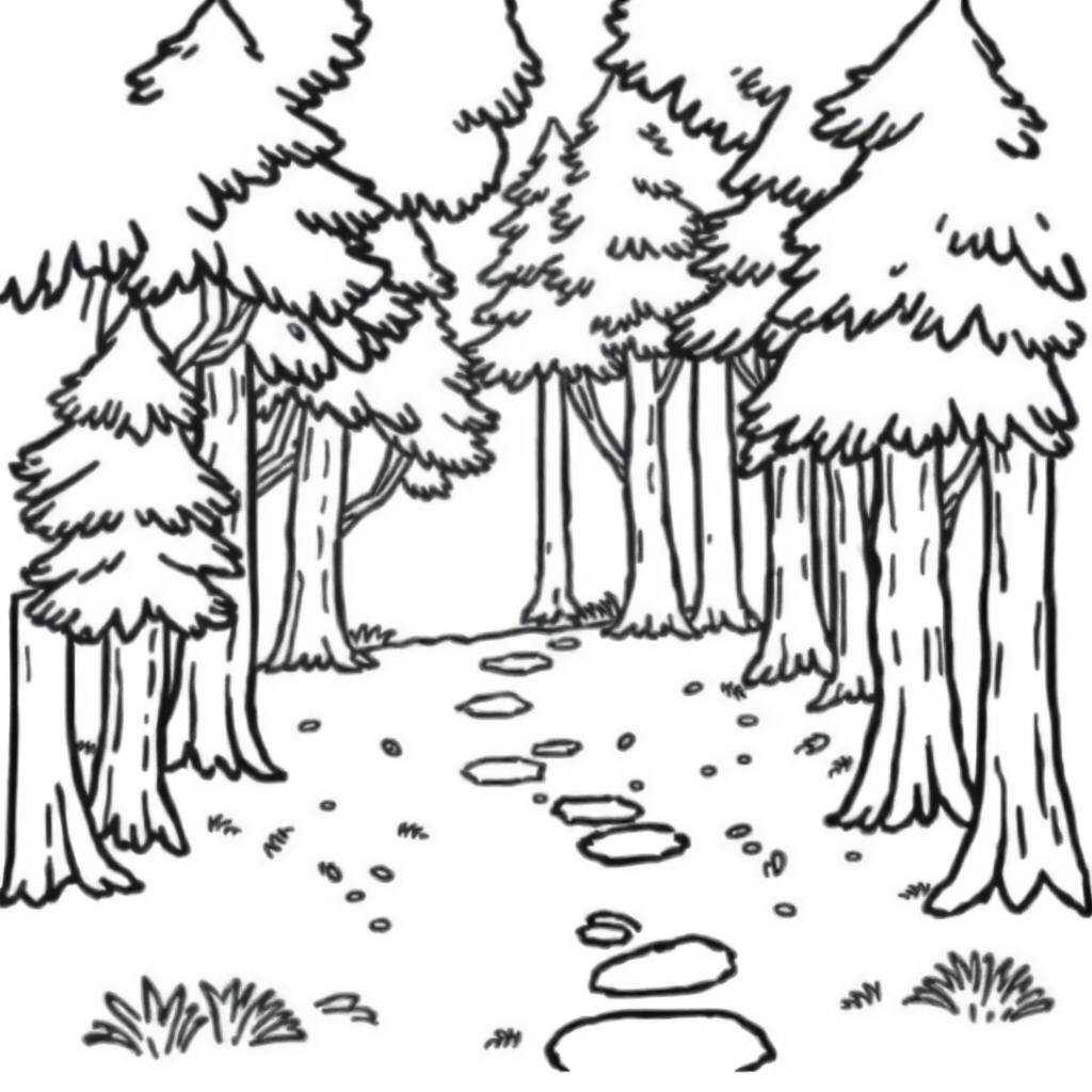 Simple Forest Path Coloring Page
