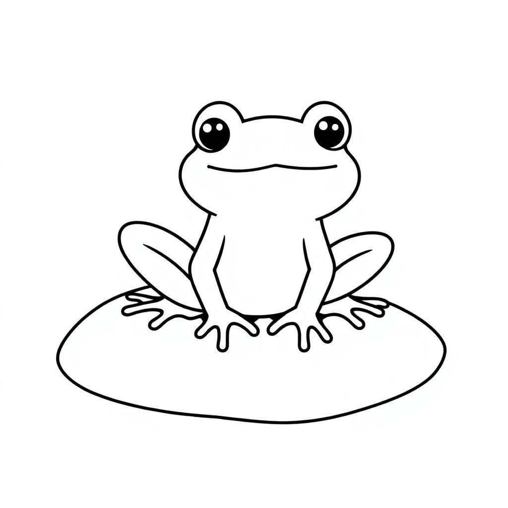 Printable Simple Frog On Lily Pad Coloring Page