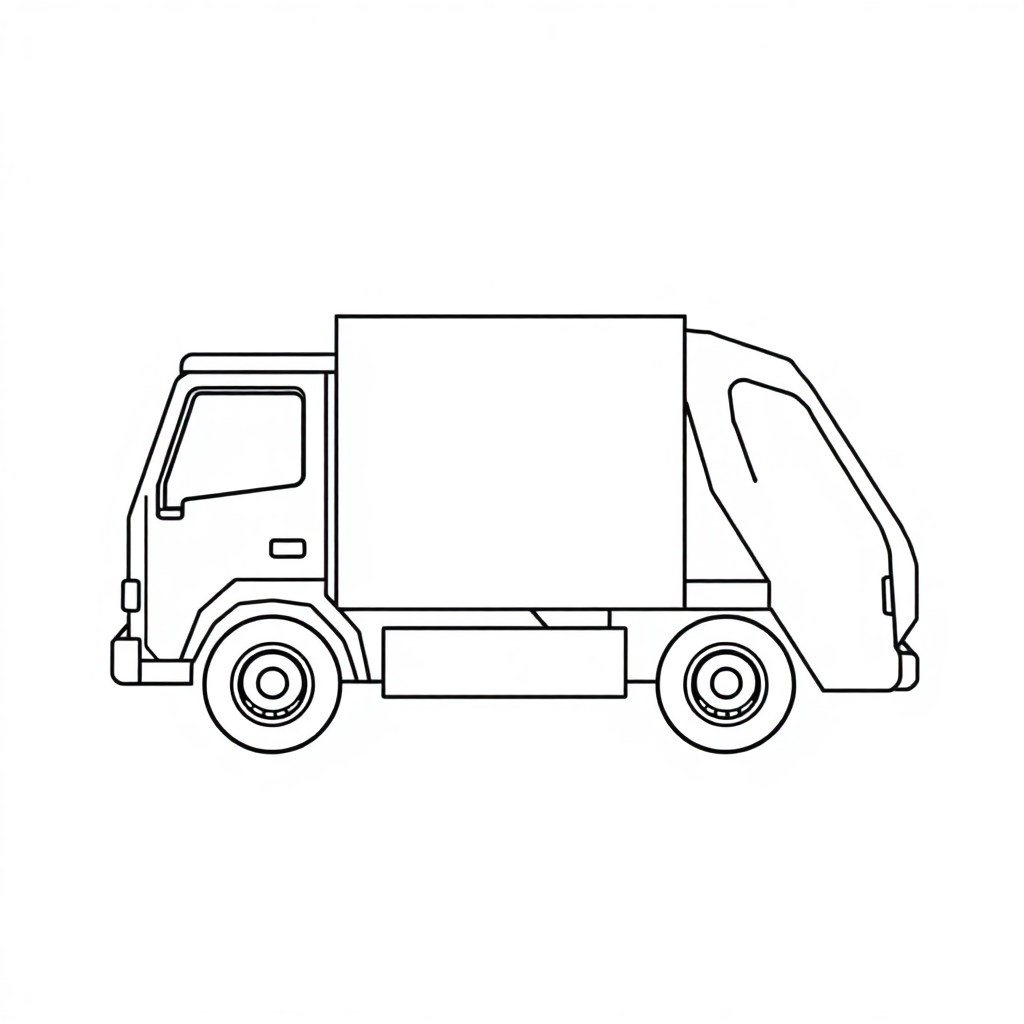 Simple Garbage Truck Coloring Page