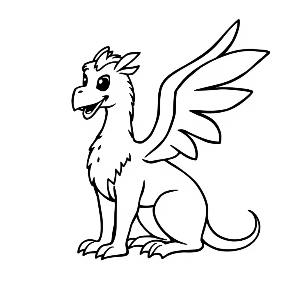 Simple Griffin Creature Coloring Page