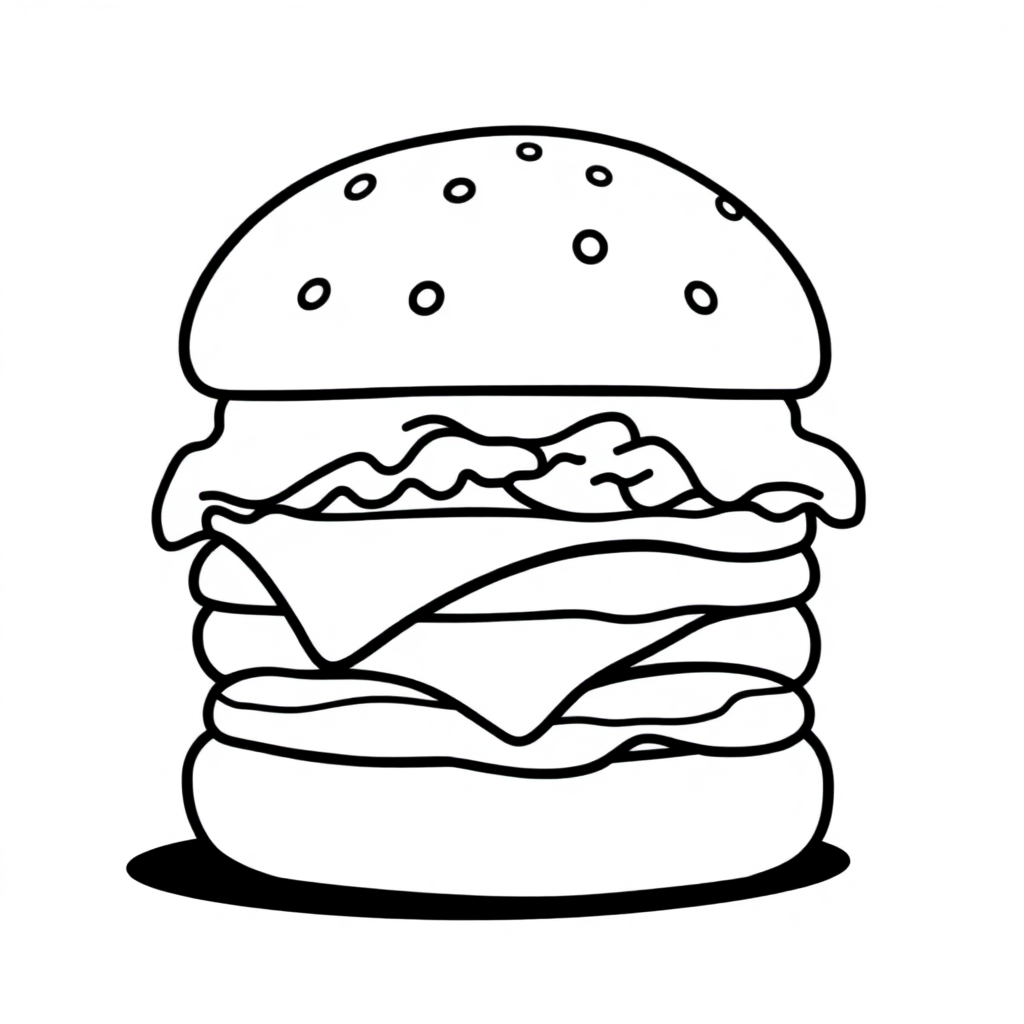Simple Hamburger Coloring Page