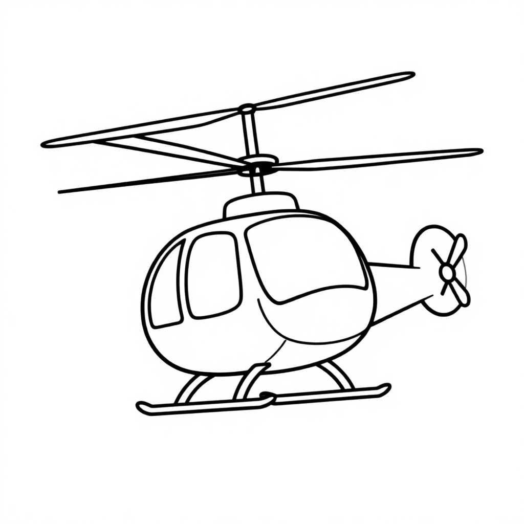 Simple Helicopter Flying Coloring Page