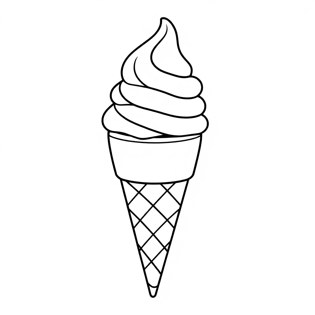 Simple Ice Cream Cone Coloring Page
