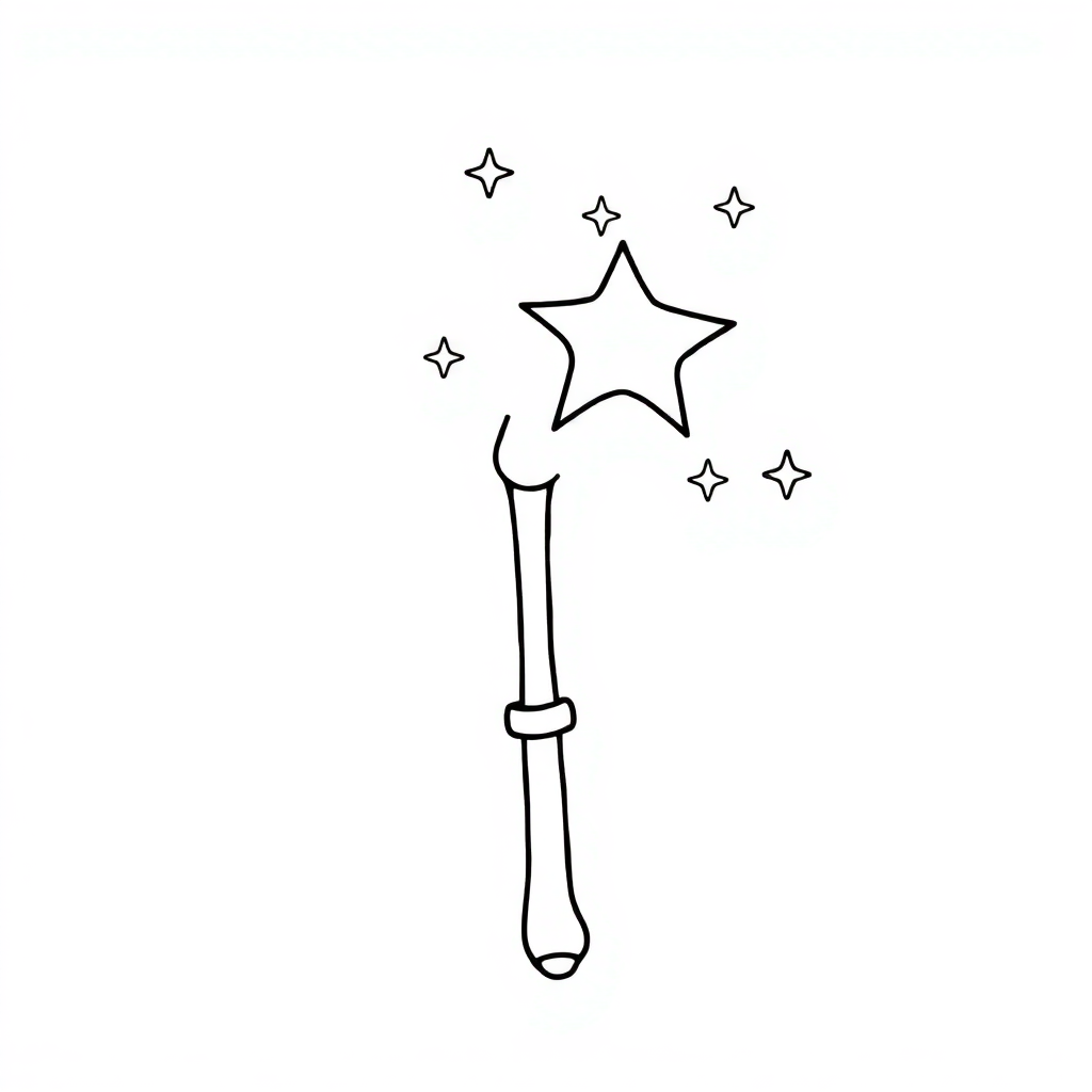 Simple Magic Wand Coloring Page