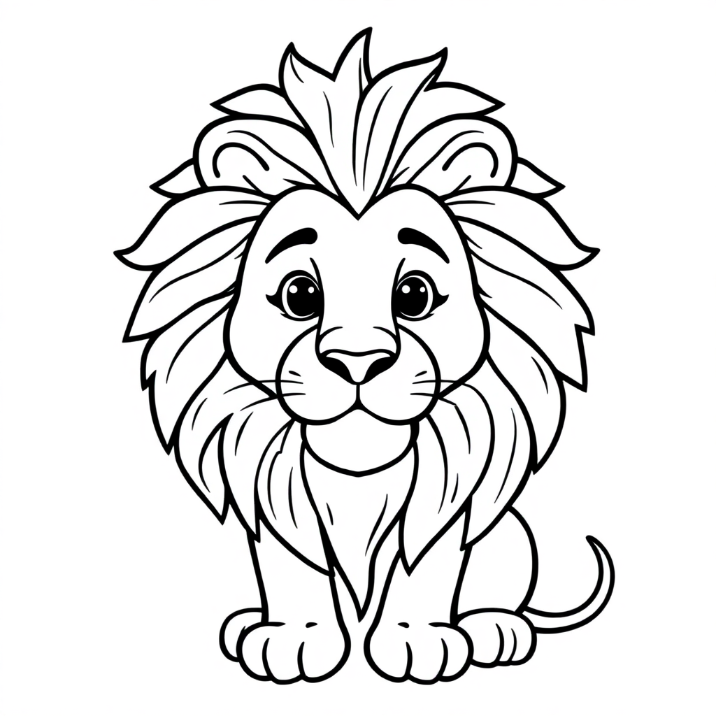 Printable Simple Majestic Lion Coloring Page